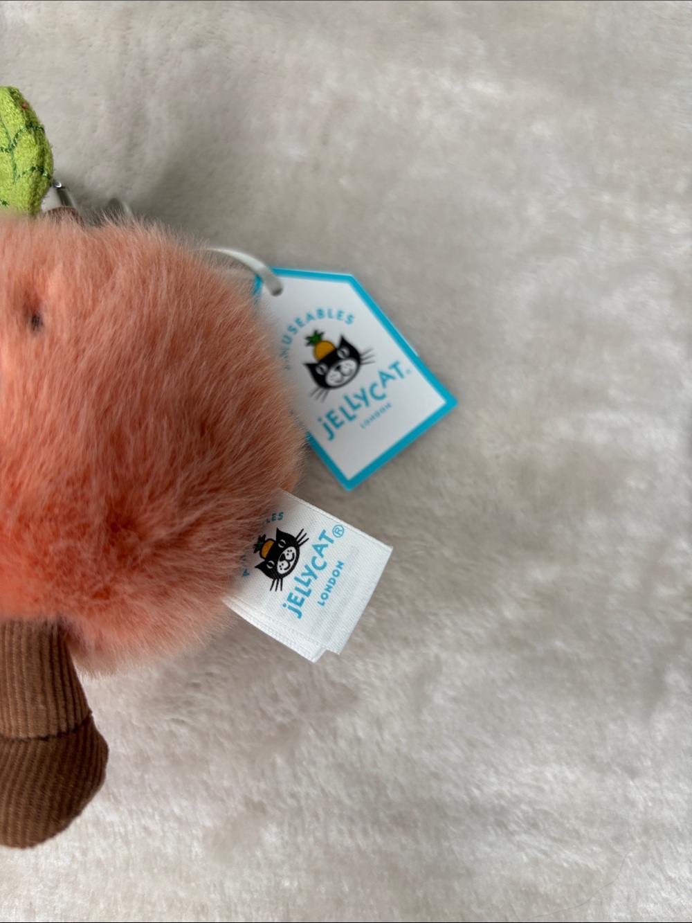 Peach Plush Bag Charm - Pink Peach Keychain - Picture 6 of 7